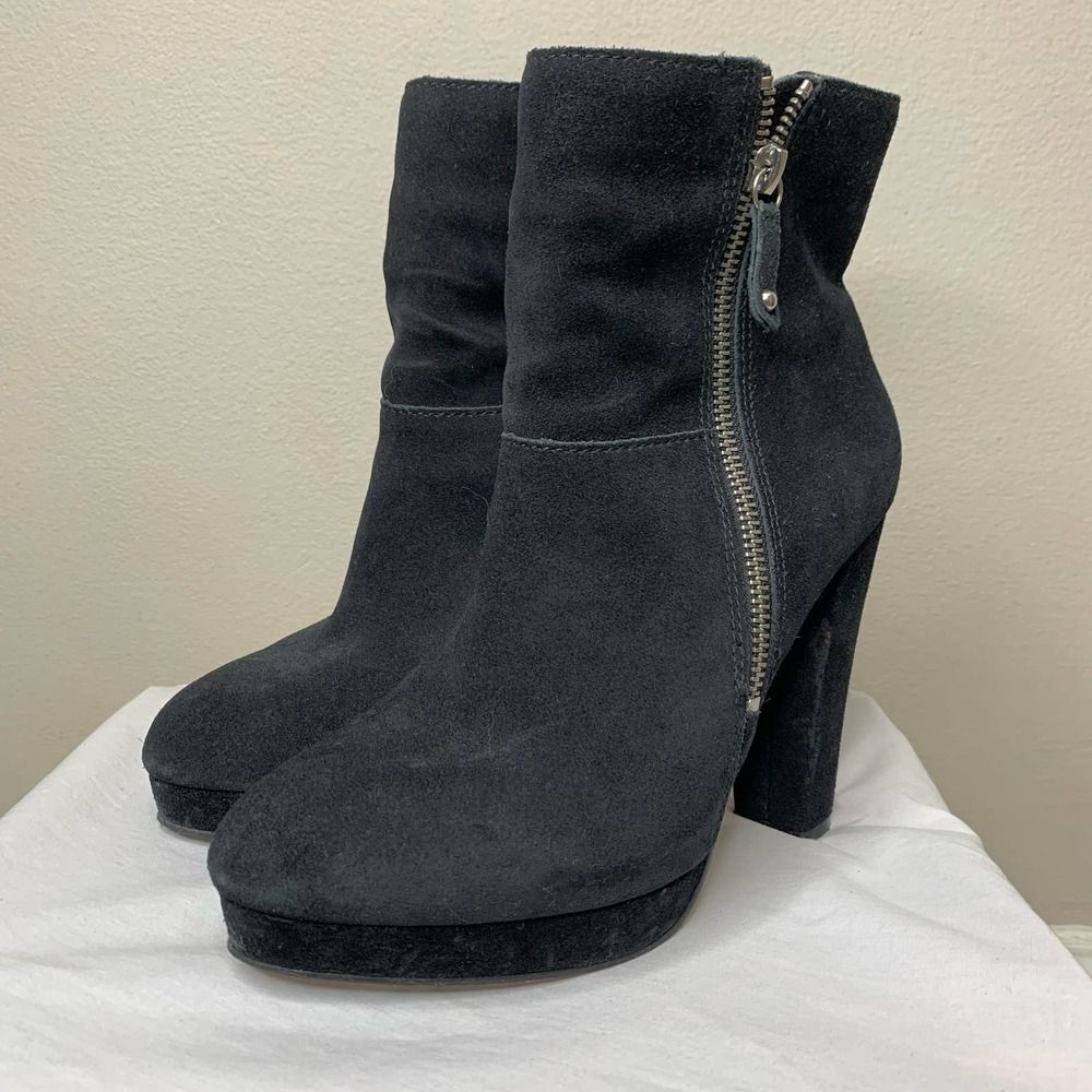 H&M Ankle Heeled Boots Real Suede Black